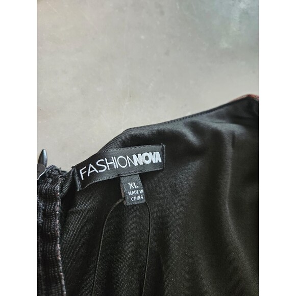 NWT Fashion Nova Jumpsuit Women's XL MultiColor Long Sleeve Stretch Mesh Bodycon - Picture 4 of 12